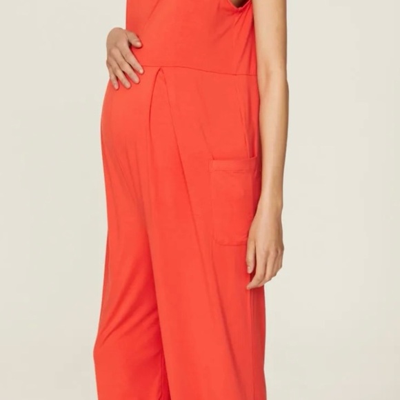 Emilia George hazel Orange Sleeveless maternity Jumpsuit xl - Picture 2 of 4